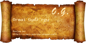 Ormai György névjegykártya